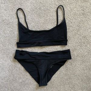 FRANKIES BIKINIS Gavin Ribbed Scoop Bikini Top + Cheeky Bottom, Sizes M/L